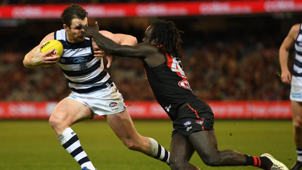Ferocious: Anthony McDonald-Tipungwuti's trademark pressure was back against the Cats. 