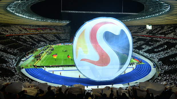 File photo of the logo set to be used for Euro 2024 displayed in Berlin.