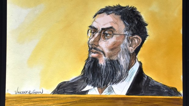 A court sketch of Haisem Zahab, 44, who has pleaded guilty to researching and developing rockets and warning systems for Islamic State.