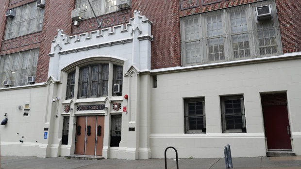 The entrance to Bard High School on the Lower East Side of New York. An Epstein foundation release lists the school as a donation recipient.