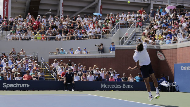 Herbert serving to Kyrgios during the second round of the US Open. 