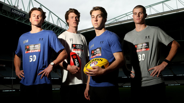 Father-son draft prospects (from left): Oscar Brownless, Nick Blakey,  Rhylee West and Bailey Scott.