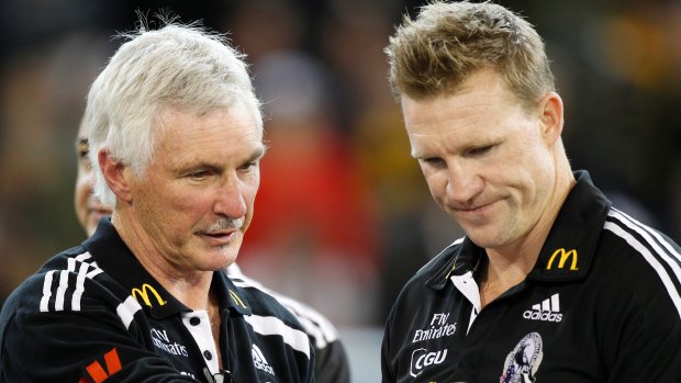 Mick Malthouse and Nathan Buckley in 2011, before Buckley took the reins from his mentor.