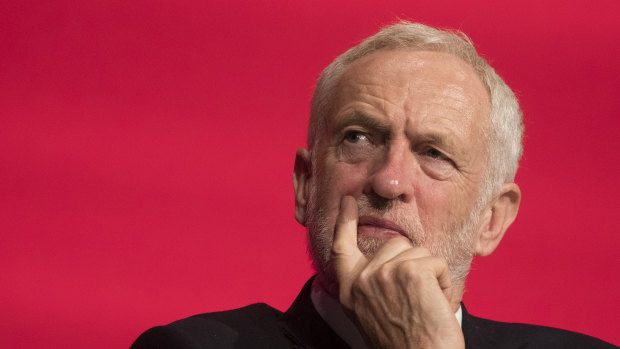 Jeremy Corbyn, leader of the UK's opposition Labour Party, listens to opening speeches at the annual Labour Conference in Liverpool.