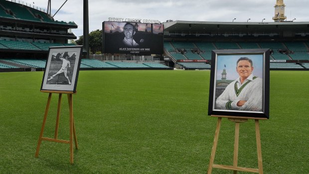 A memorial service for Alan Davidson was held at the SCG on Monday. 