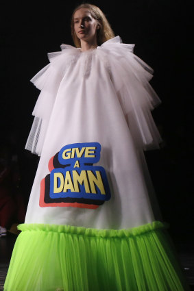 The 'Give a damn' dress at Viktor & Rolf.