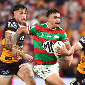 Latrell Mitchell in action during Thursday night’s loss to the Broncos.