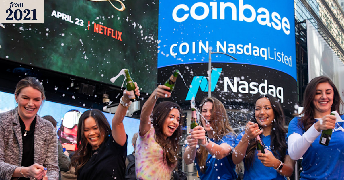 Coinbase surges in landmark Wall Street debut