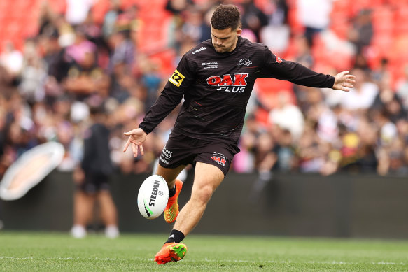Practice makes perfect: Nathan Cleary’s at training during the week
