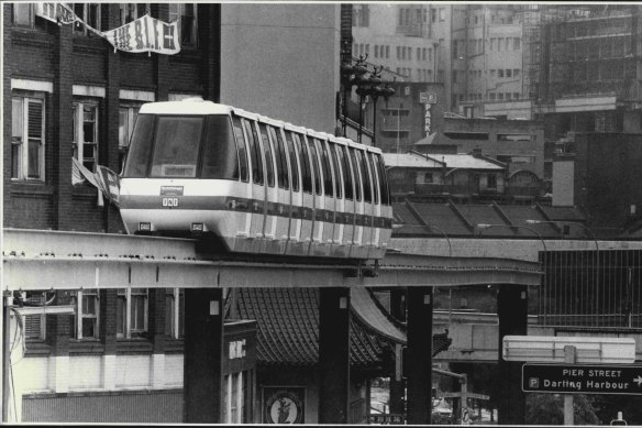 The monorail pictured on February 13, 1988. 