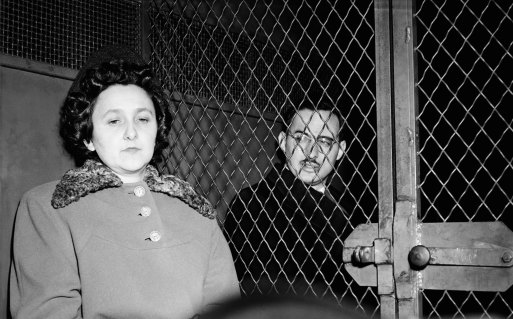 Ethel and Julius Rosenberg sit in a police van after being convicted of espionage in 1951.