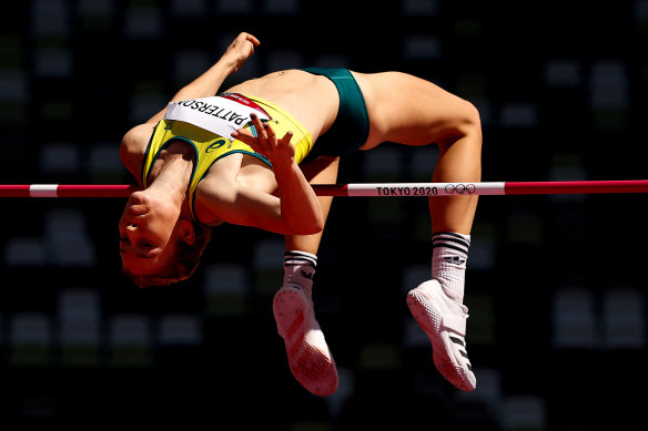 Eleanor Patterson competes in qualifying for the high jump final.