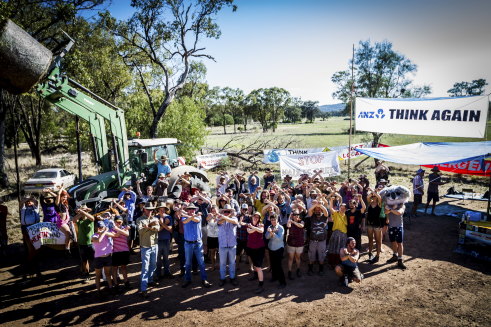 Protesters block entry to Whitehaven’s controversial Maules Creek coal mine development. 