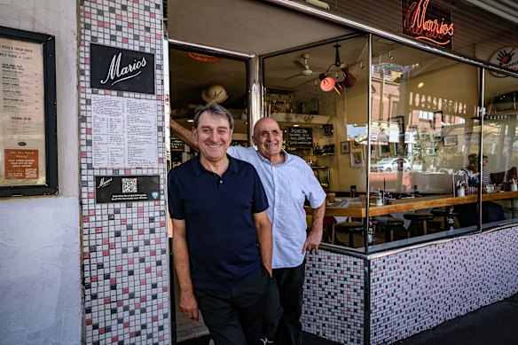 Mario Maccarone and Mario De Pasquale. In 1986, after running a catering business, “We found an old deli in Fitzroy, spent $125 decorating it and opened Marios,” says Maccarone. 