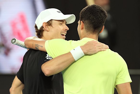 Alex de Minaur and Carlos Alcaraz played an exhibition match against each other before this year’s Australian Open.