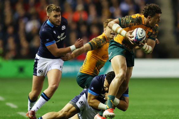 Tom Banks in action against Scotland.