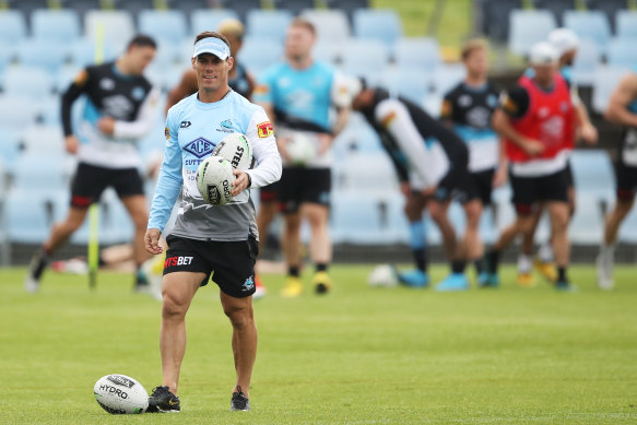 Ex-Sharks coach John Morris running a session last year.