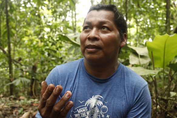 Jaquima Elizondo-Castro in the forest he has grown over the past 35 years.