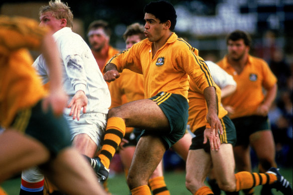 Mark Ella during a match on Australia’s grand tour of Europe in 1984.