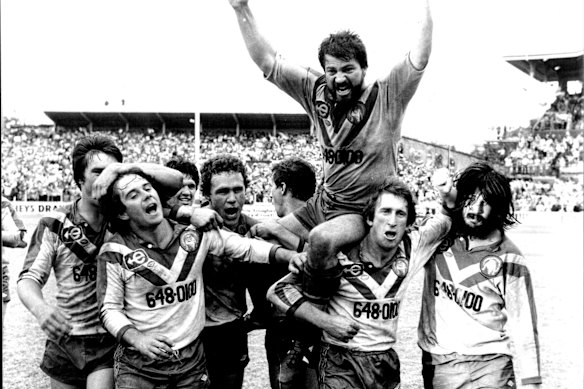 Canterbury celebrates the 1980 grand final.