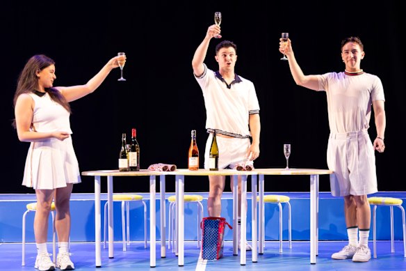 Performers Melissa Kahraman, Eddie Orton and Sebastian Li in the show. 