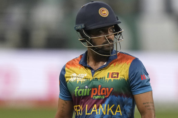 Sri Lanka’s Danushka Gunathilaka playing in Dubai earlier this year. 