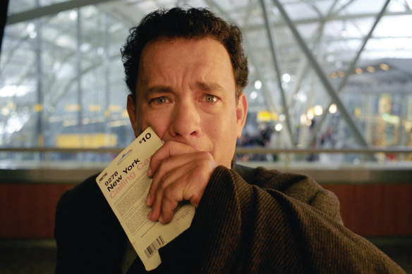 Tom Hanks in a scene from The Terminal, directed by Steven Spielberg.