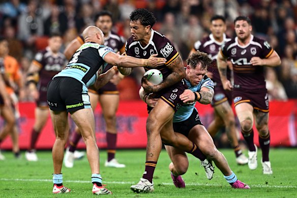 Xavier Willison in action against Cronulla on Saturday night.