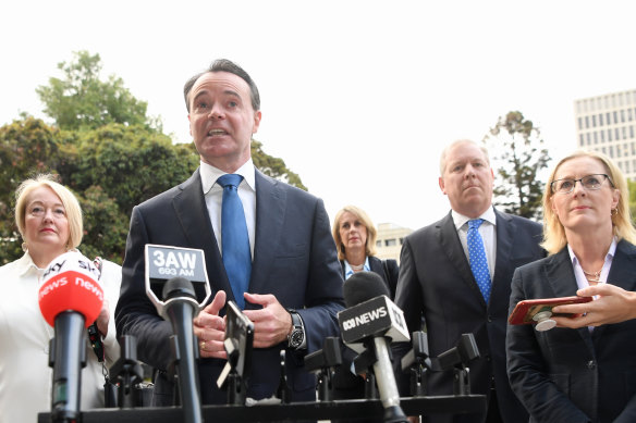 Michael O’Brien with his leadership team on Tuesday morning