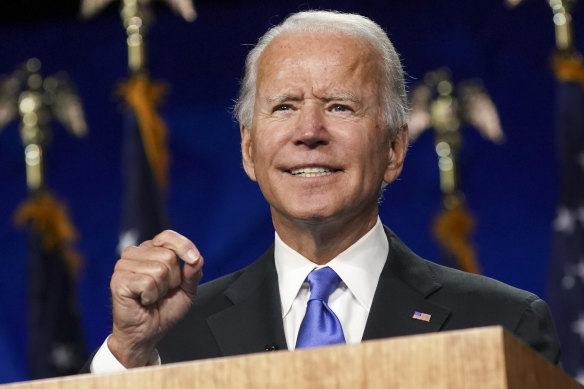 Democratic presidential candidate Joe Biden during his nomination acceptance speech.
