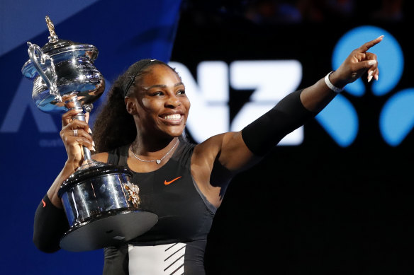 Her last major: Williams after winning the 2017 Australian Open.