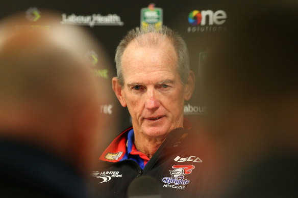 Bennett speaks after Newcastle’s win over the Sharks in 2014.