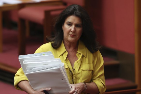 Minister for Superannuation, Financial Services and the Digital Economy Jane Hume during Question Time at Parliament House in Canberra on Tuesday 16 February 2021. 