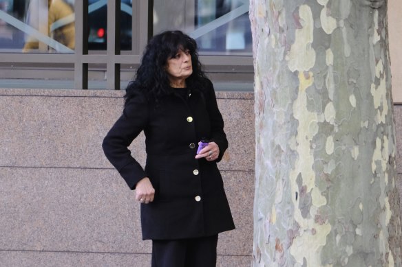 Georgina Ktori, the mother of accused Mongols bikie Emmanuel Anthony Kappos outside the Melbourne Magistrates’ Court on Thursday.