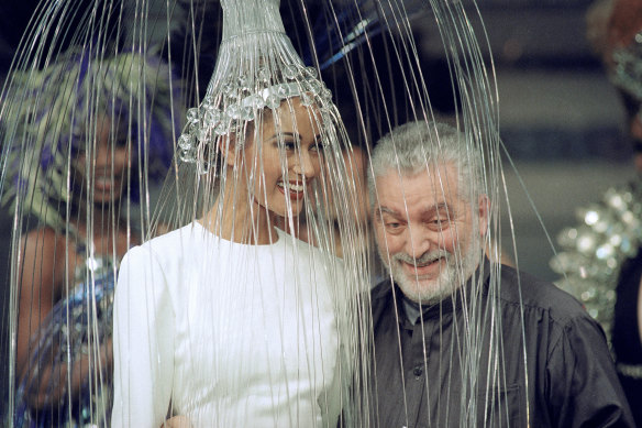 Spanish fashion designer Paco Rabanne at his 1992-93 fall-winter haute couture collection in Paris.