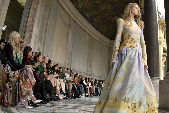 A model walks the runway during the Zimmermann spring/summer 2023 show ‘Wonderland’ as part of Paris Fashion Week.
