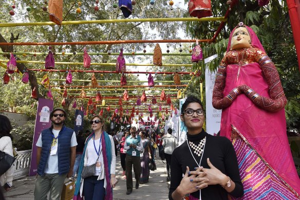 Visitors at Jaipur Literary Festival at the city’s Diggi Palace,
