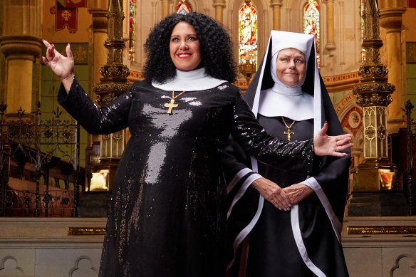 Casey Donovan and Genevieve Lemon in the Australian production of Sister Act.