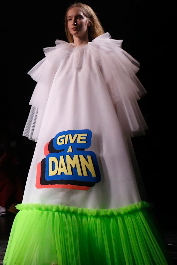 The 'Give a damn' dress at Viktor & Rolf.
