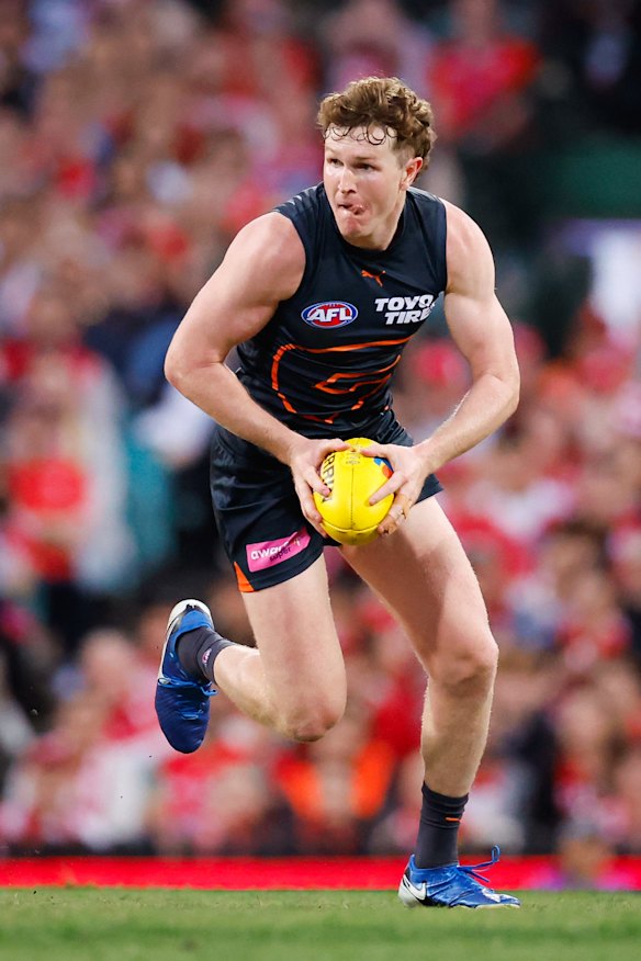 Green, pictured in action against the Sydney Swans in the 2024 Qualifying Final, has one of the highest average disposal rates so far this season.