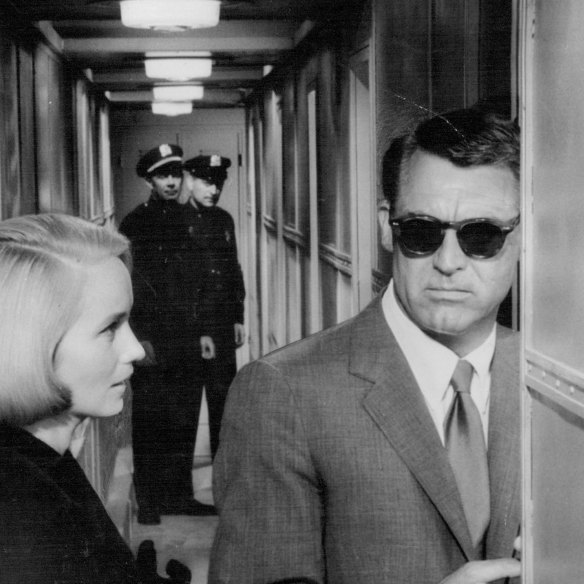 Cary Grant and Eva Marie Saint in Hitchcock’s <i>North by Northwest</i>.
