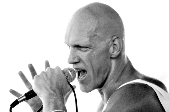 Midnight Oil's Peter Garrett, pictured during the Last 2JJ Concert at Sydney's Parramatta Park on January 18, 1981. 