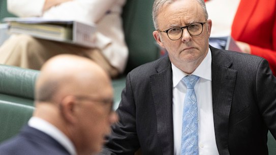 Peter Dutton and Anthony Albanese in question time