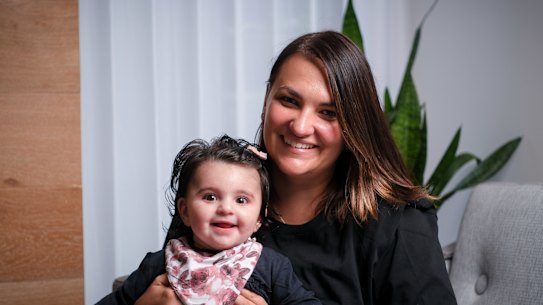 Joanna Masri with five-month-old daughter Amilia.