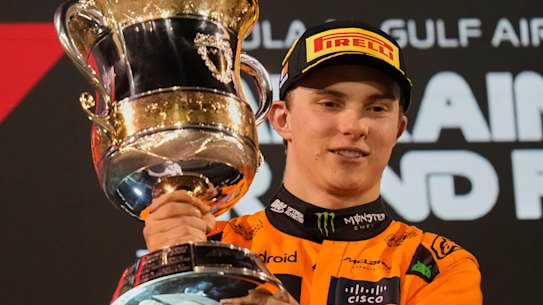 McLaren driver Oscar Piastri on the podium.