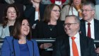Local Government Minister Kristy McBain, with former local government minister Anthony Albanese.