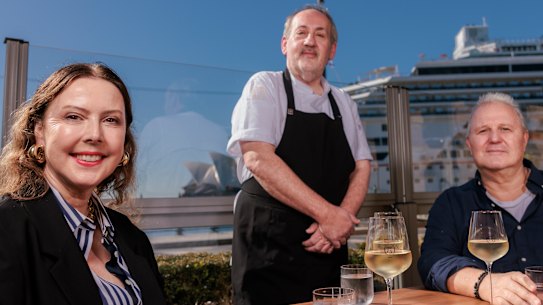Chef Peter Conistis, with Louise and Tim Olsen at Ploós restaurant.