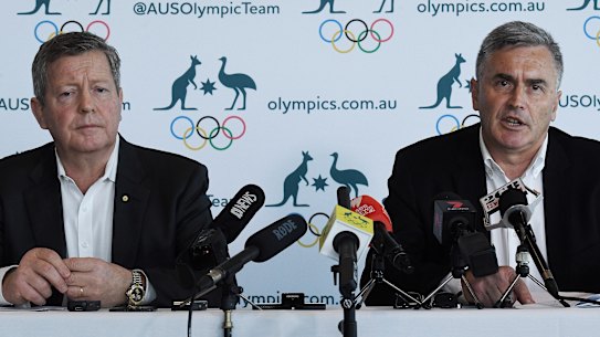 Australian Olympic Committee Chief Executive Matt Carroll, left, and AOC Chef de Mission Ian Chesterman.