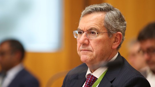 New ASIC chairman Joe Longo during a parliamentary hearing in Canberra.