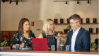 Gold Coast Innovation Hub member Rachel Whitworth of Hello Good World with Gold Coast Innovation Hub chief executive Sharon Hunneybell and fellow member Adam Leeflang of Opmantek. 
